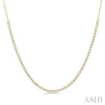 1 Ctw Round Cut Diamond Halfway Tennis Necklace in 10K Yellow Gold